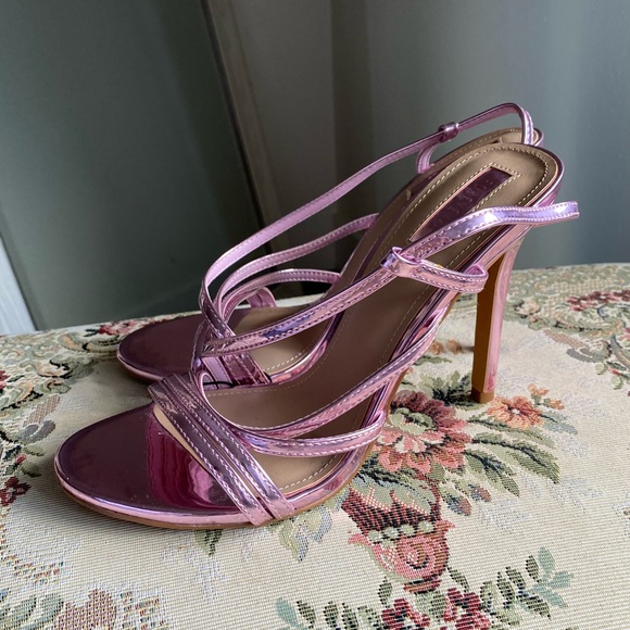 Shoes - Never worn- Strappy metallic heel